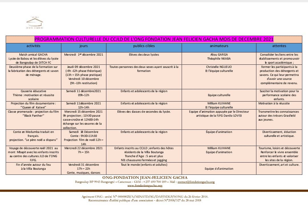 Agenda culturel du mois de décembre 2021