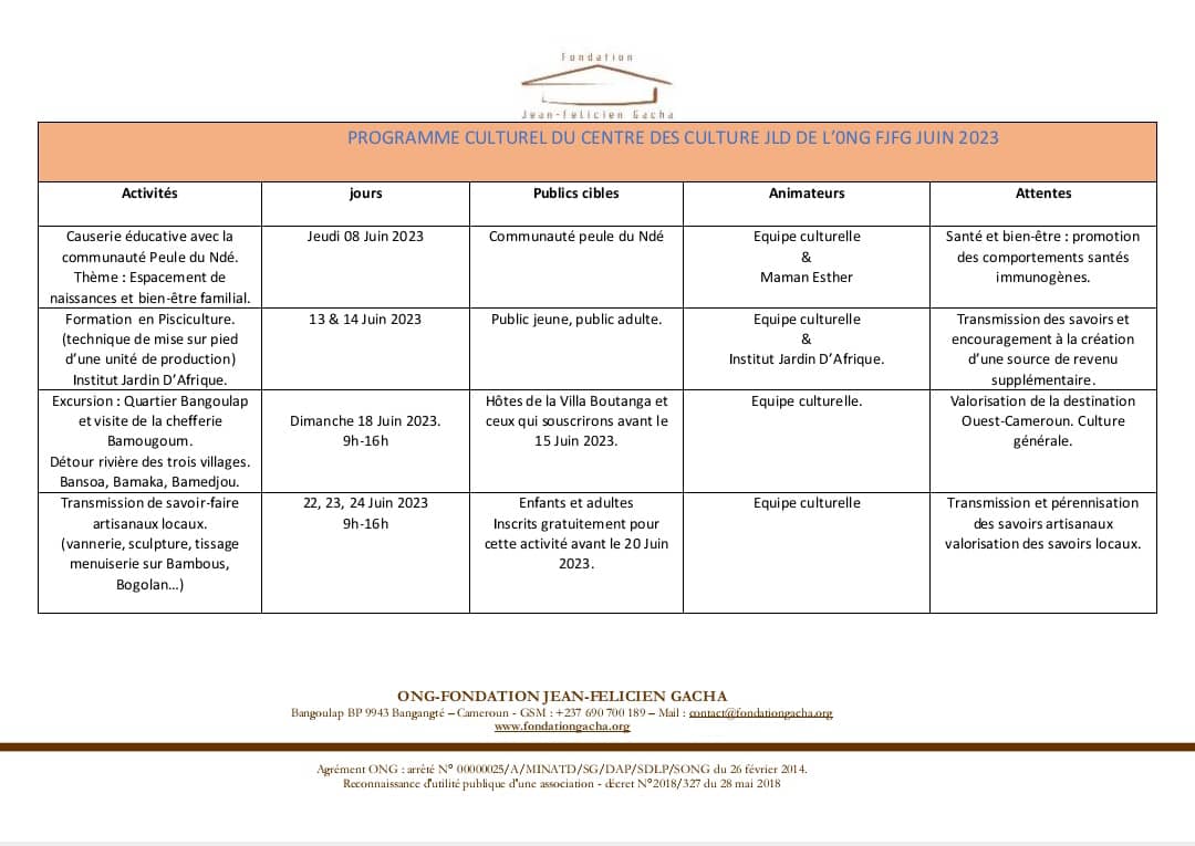 Programmation du mois de juin à la Fondation