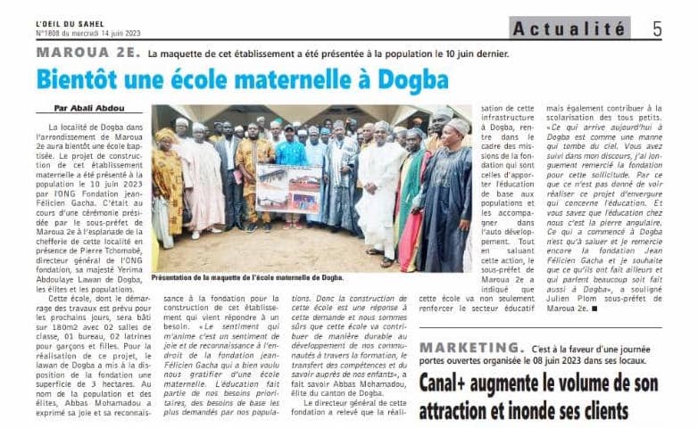 Donner accès à l’éducation – Construction de l’école de Maroua